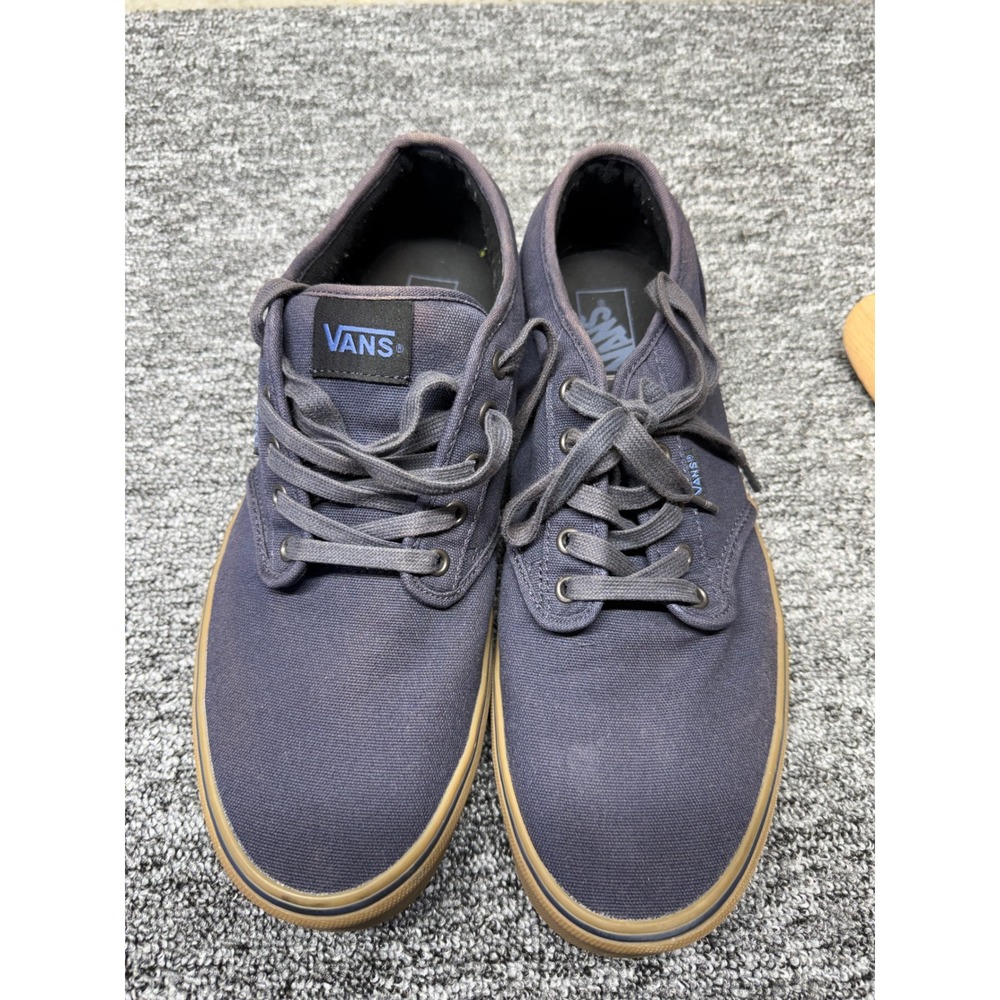 Vans Atwood Mens 13 Navy Blue Canvas Low Top Skate Shoes Gum Sole 500714